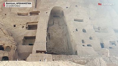 Local onde antes se encontravam as esculturas do Buda destruído pelos Talibãs no Afeganistão