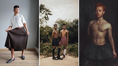 Different men wearing skirts Different men wearing skirts