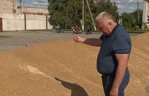 Anatoli Gajvoronskii, agricultor ucraniano, muestra sus almacenes al límite de su capacidad