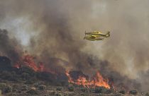 Un feu de forêt dans la région de Chiloeches dans la province de Guadalajara en Espagne, mardi 19 juillet 2022. 
