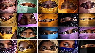 Rohingja muzulmán nők portéfotói egy menekülttáborban
