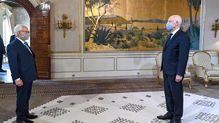  الرئيس التونسي قيس سعيد وراشد الغنوشي رئيس البرلمان التونسي