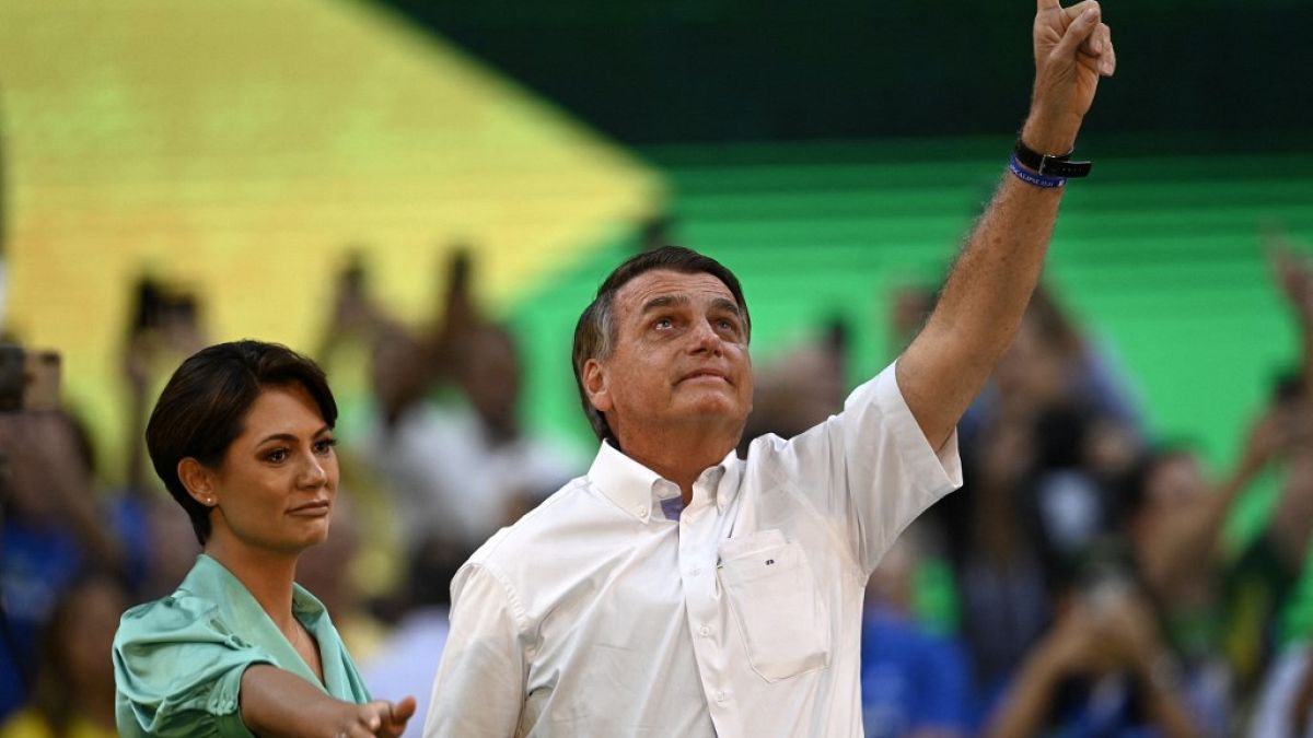 Jair Bolsonaro no lançamento da recandidatura à presidência do Brasil, no Rio de Janeiro, Brasil