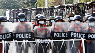 Protestations en Birmanie après le coup d'Etat de février 2021.