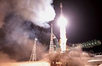 Archives : lancement de satellites de OneWeb opéré par l'agence spatiale russe Roscosmos, via une fusée Soyuz-2.1b, depuis Baïkonour, au Kazakhstan, le 27 décembre 2021
