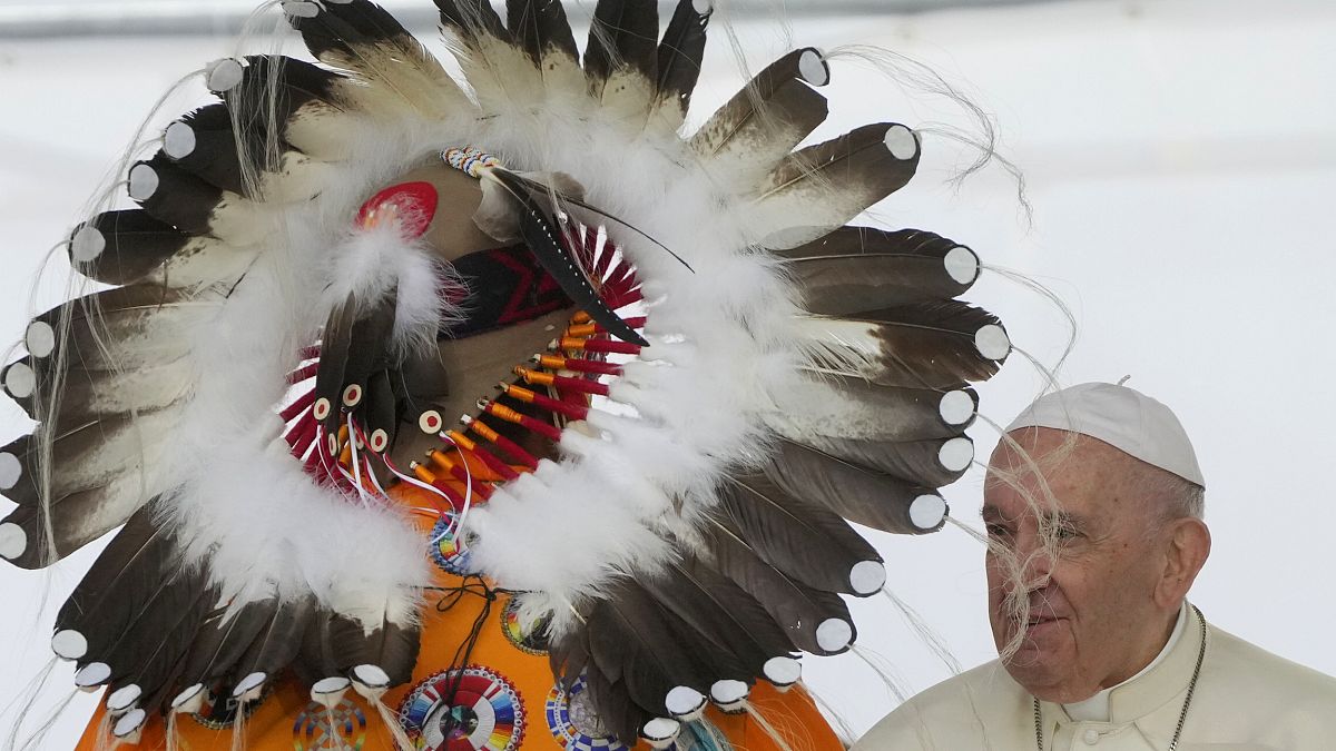 Ferenc pápa őslakos nemzet képvielőivel találkozott Maskwacisban