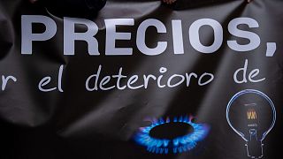 Pancarta sobre la pobreza energética en España