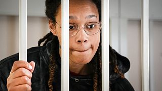 WNBA star and two-time Olympic gold medalist Brittney Griner at a court room prior to a hearing, outside Moscow, Russia, July 26, 2022 