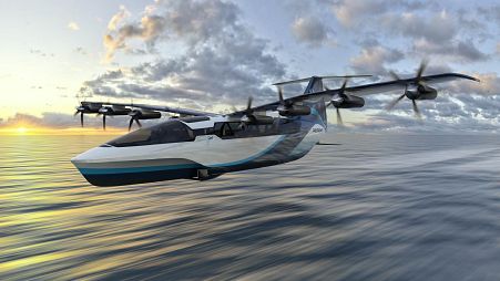 Image shows a concept render of REGENT's seaglider which they hope will be carrying commercial passengers by 2025.