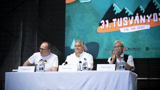 Orbán Viktor miniszterelnök a Bálványosi Nyári Szabadegyetemen tartott beszéde előtt 2022. július 23-án