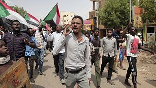 Hundreds of Sudanese rallied against last year's military coup during a demonstration on the streets of Khartoum, 26 July 2022