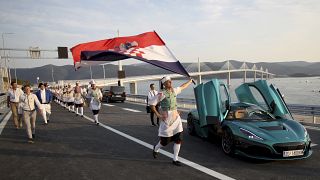 Открытие Пелешацкого моста, Комарина, Южная Хорватия, 26 июля 2022 года