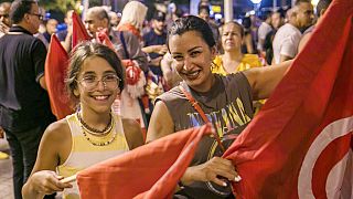 Celebran la victoria del sí en el referéndum, Túnez 27/7/2022