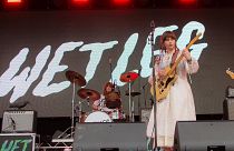 Wet Leg perform at Glastonbury. They are this year's favourites to win the Mercury Prize