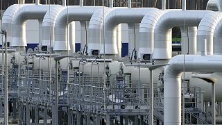 Pipes at the landfall facilities of the 'Nord Stream 2' gas pipline are pictured in Lubmin, northern Germany, in February 2022