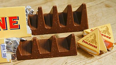 Toblerone chocolate bars. 