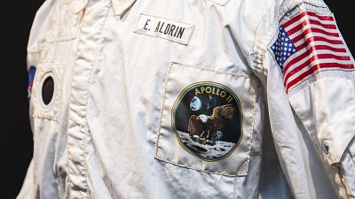 The jacket a jacket worn by astronaut Edwin "Buzz" Aldrin on the historic mission to the moon's surface in 1969