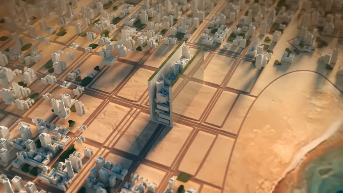Suudi Arabistan'ın görselerini paylaştığı The Line şehri, Neom projesinin bir parçası.