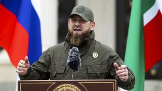 الزعيم الإقليمي للشيشان رمضان قديروف خلال كلمة في غروزني، روسيا.
