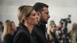 President of Ukraine Volodymyr Zelenskyy and and his wife Olena Zelenska at the International Convention Centre Ukrainian House, in Kyiv, Ukraine, Tuesday, May 17, 2022.