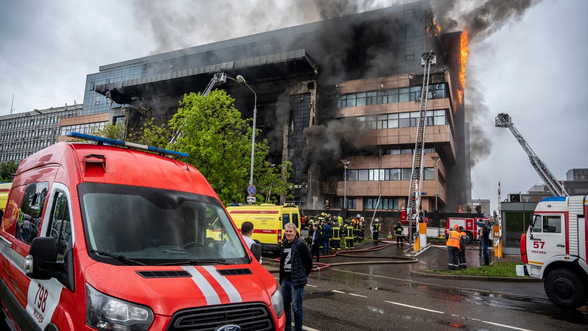 حريق مبنى تجاري في موسكو. أرشيف.