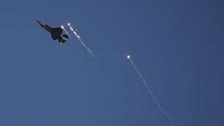 طائرة  إف 35 تابعة لسلاح الجو الإسرائيلي فوق قاعدة حتريم الجوية جنوب إسرائيل - أرشيف