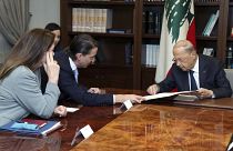الوسيط الأمريكي آموس هوكستين يلتقي الرئيس اللبناني ميشال عون في بيروت - أرشيف.