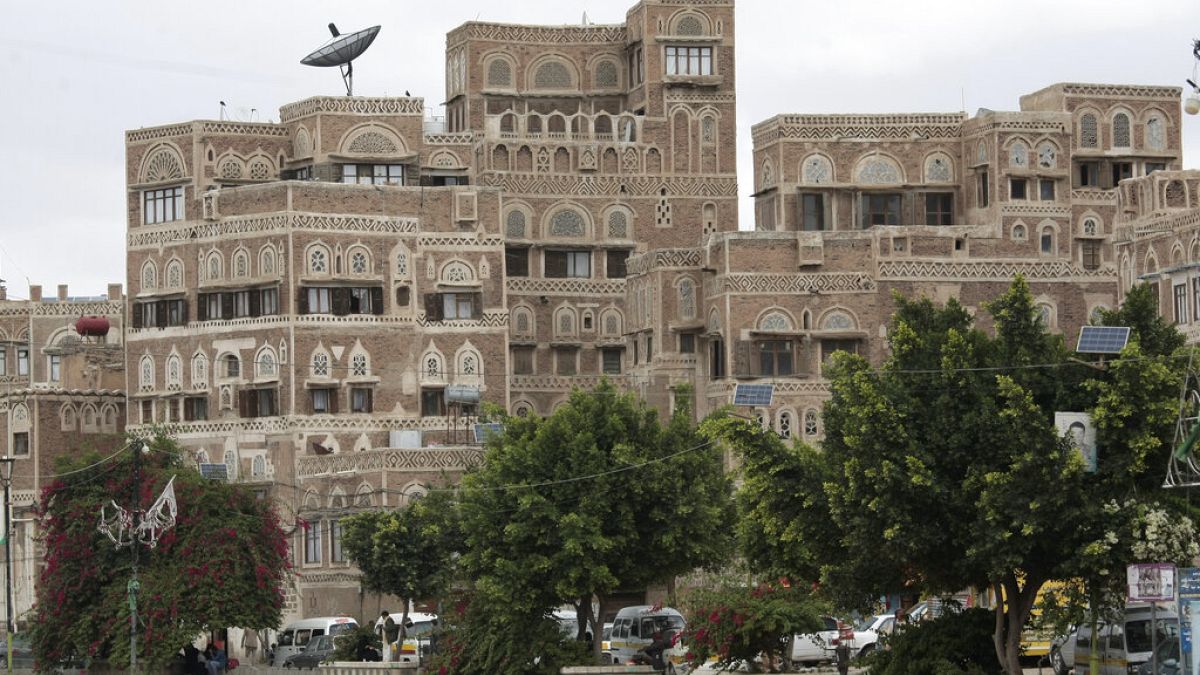 A view of the old building is seen in the old city of Sanaa, Yemen, Saturday, Sept. 28, 2019.