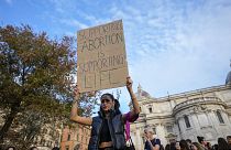 People stage a protest on 'International Safe Abortion Day' in Rome. Wednesday, 28 September 2022.