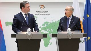 Οι Υπουργοί Εξωτερικών Σερβίας, Νίκολα Σελάκοβιτς και Κύπρου, Ιωάννης Κασουλίδης