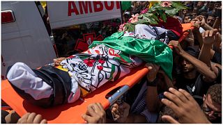 تشييع جثمان أمجد أبو عالية 16 عاما قتل على يد الجيش الإسرائيلي بالضفة الغربية السبت 30 يوليو/ تموز 2022.