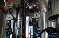 A pressure gauge works at one of the Fraicheur de Paris' underground cooling sites on July 26, 2022, in Paris.