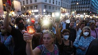 A candlelit memorial for Lisa-Maria Kellermayr, the deceased doctor who reported receiving threats from opponents of COVID-19 restrictions and vaccines, Vienna, Aug. 1, 2022.