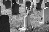 A angel headstone in a cemetery