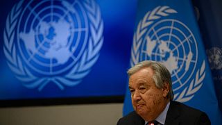 UN Secretary General Antonio Guterres attends a press conference introducing the third report of the Global Crisis Response Group, 3 August 2022 in New York