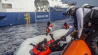 A rescue operation of 71 people from a rubber boat in distress by the crew of the charity's Geo Barents on June 27, 2022.