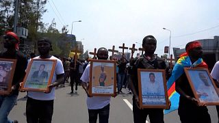 جنازة ضحايا مظاهرات غوما في شرق جمهورية الكونغو الديمقراطية.