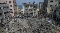 Zona destruída pelos ataques israelitas em Gaza