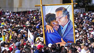 Engouement populaire autour de l'investiture de Gustavo Petro, à Bogota, en Colombie, le dimanche 8 août 2022.