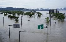 Der überflutete Han-Fluss in Seoul am Mittwoch.