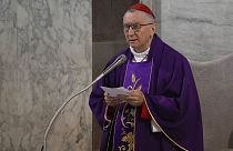Il Cardinale Pietro Parolin, Segretario di Stato vaticano, pronuncia il suo discorso mentre celebra la Messa del Mercoledì delle Ceneri, 2 marzo 2022 