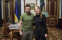 President Volodymyr Zelenskyy and Jessica Chastain