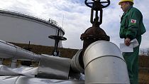 Ein Ingenieur an der Öl-Pipeline Druschba, die durch mehrere Länder führt, an einer Raffineriestation in Ungarn