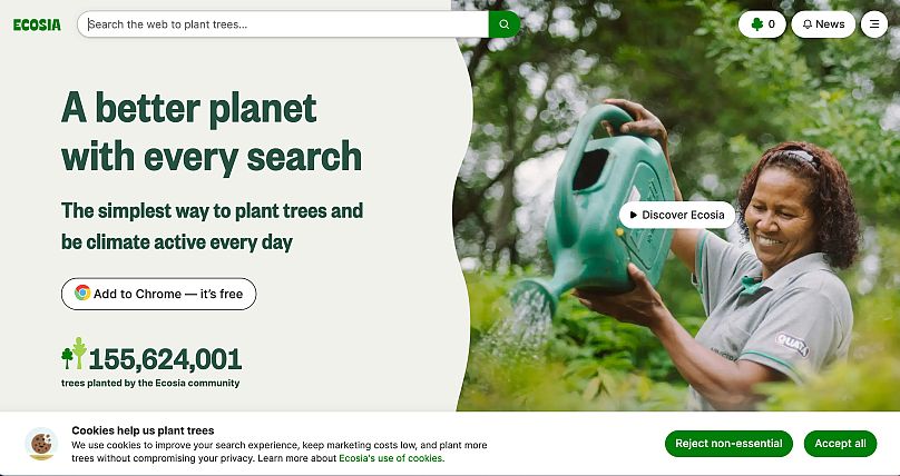 Screenshot from Ecosia