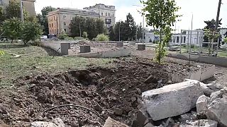 Bombardeamentos russos na cidade ucraniana de Margarets