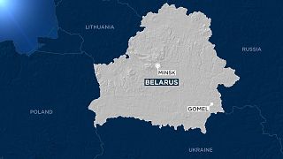 Map showing location of Gomel in Belarus, near Ukraine border