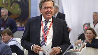 Ehem. Bundeskanzler Gerhard Schröder in St. Petersburg, Russland, 7. Juni 2019