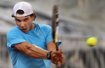 Spain's Rafael Nadal during a tennis training session at the La Cartuja stadium, in Seville, Spain, Tuesday, Nov. 29, 2011