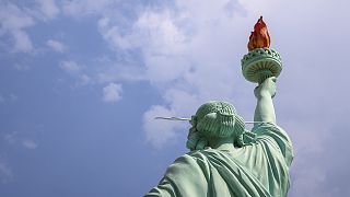 A replica of the Statue of Liberty in the Rafaelo resort in Shengjin, August 2022