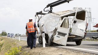 Il furgone su cui viaggiavano i venti migranti coinvolti nell'incidente al confine tra Austria e Slovaccchia